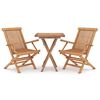 vidaXL 3 Piece Garden Dining Set Solid Wood Teak