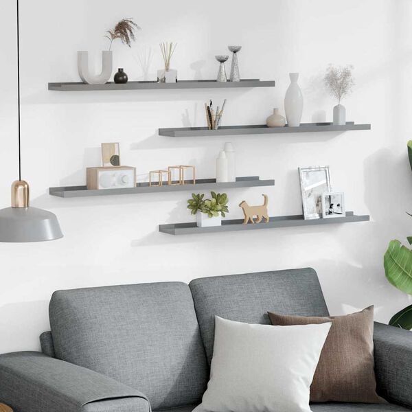 vidaXL Wall Shelves 4 pcs Grey 80x9x3 cm
