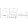 vidaXL Metal Bed Frame without Mattress with Footboard White 200x200cm