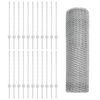 vidaXL Fence with Post Silver 0.8 x 50 m Steel
