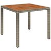vidaXL Garden Table with Wooden Top Grey 90x90x75 cm Poly Rattan