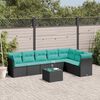 vidaXL 8 Piece Garden Sofa Set with Cushions Black Poly Rattan