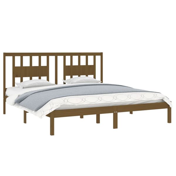 vidaXL Bed Frame without Mattress Honey Brown Solid Wood 200x200 cm (810040+818693)