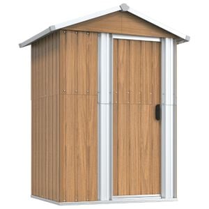 vidaXL Garden Shed Brown 126x97.5x177 cm Galvanised Steel