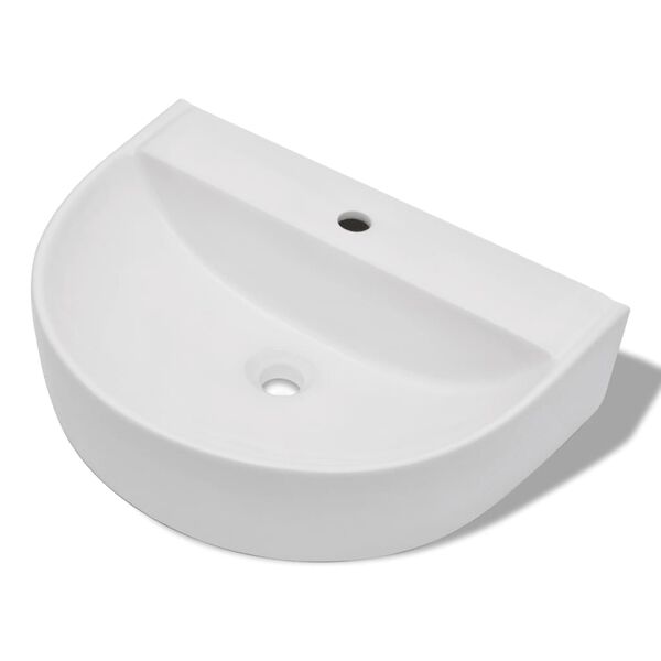 Luxury Ceramic Basin Half-circle with Faucet Hole 60 x 44 cm