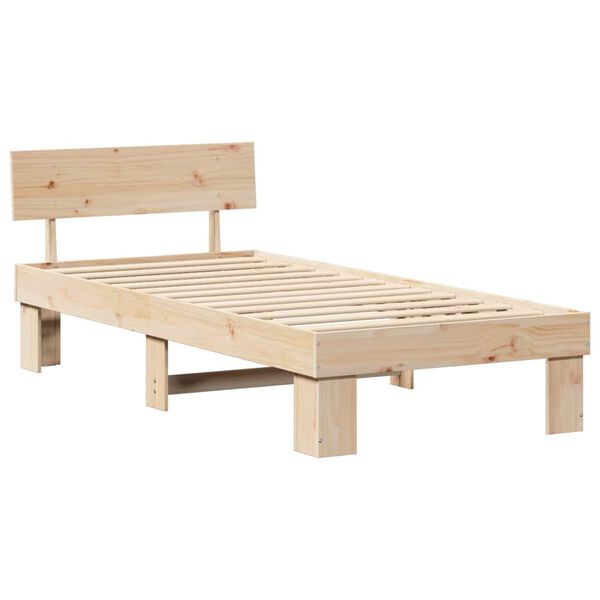 vidaXL Bed Frame with Headboard Natural 75 x 190 cm Solid Pine Wood