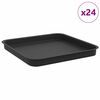 vidaXL Square Flower Tray 24 pcs Black 21 x 21 x 2 cm Plastic