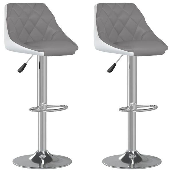 vidaXL Bar Stools 2 pcs Grey and White Faux Leather