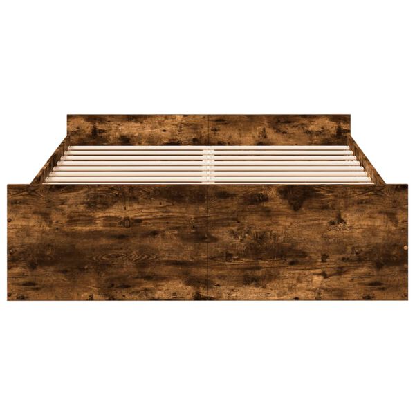 vidaXL Bed Frame with Drawers without Mattress Smoked Oak 120x190 cm Small Double