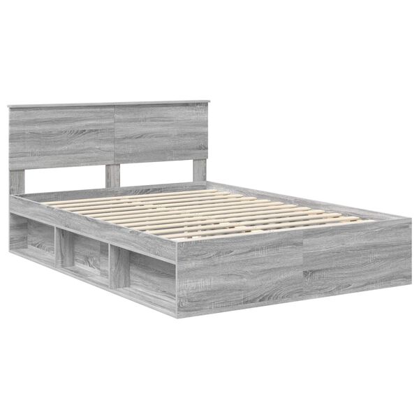vidaXL Bed Frame Grey Sonoma 150 x 200 cm Engineered wood