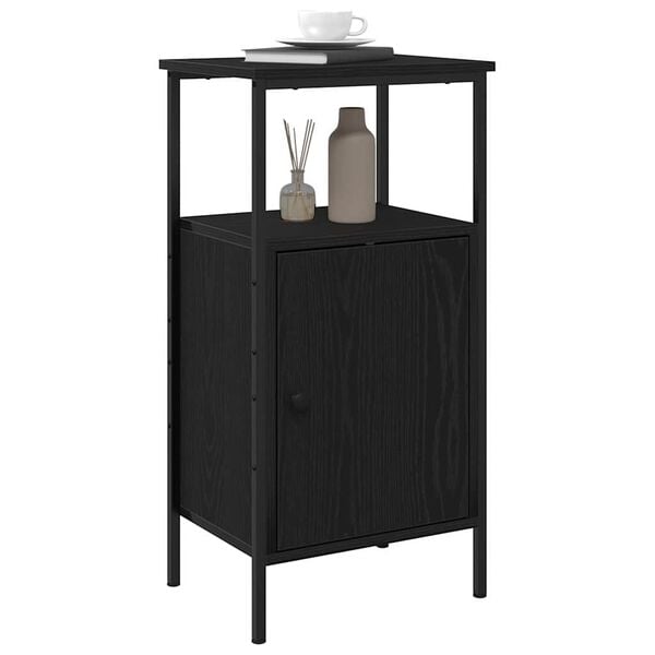 vidaXL Bedside Cabinet 2 pcs Black Oak 41 x 31 x 80 cm Engineered Wood