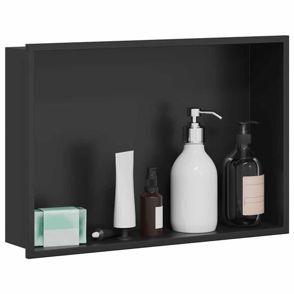 vidaXL Shower Niche Black 45 x 30 x 9.5 cm Stainless Steel