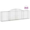 vidaXL Arched Gabion Baskets 15 pcs 300x30x80/100 cm Galvanised Iron
