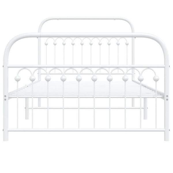 vidaXL Metal Bed Frame without Mattress with Footboard White 107x203cm