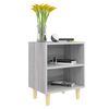 vidaXL Bed Cabinet with Solid Wood Legs Grey Sonoma 40x30x50 cm
