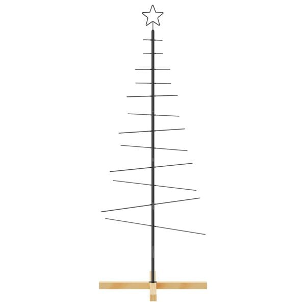 vidaXL Metal Christmas Tree with Wooden Base Black 150 cm