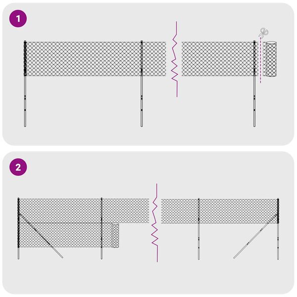 vidaXL Chain Link Fence with Spike Anchors Anthracite 1.8x25 m