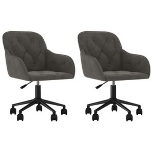 vidaXL Dining Chair 2 pcs Dark Grey 55 x 59.5 x 77 cm Velvet