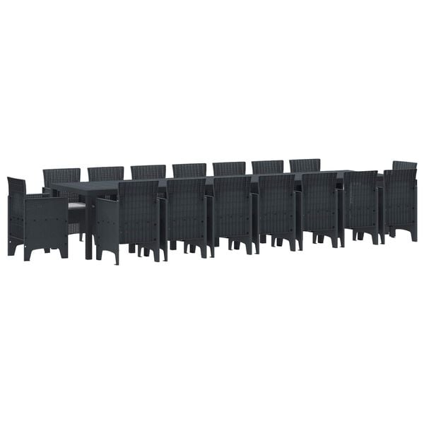 vidaXL Garden Dining Set with Cushions 17 pcs Anthracite PP