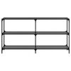vidaXL Console Table with Black Glass Top 158.5x30x81 cm Steel