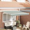 vidaXL Awning Retractable Green and White 300 x 250 x 165 cm Polyester