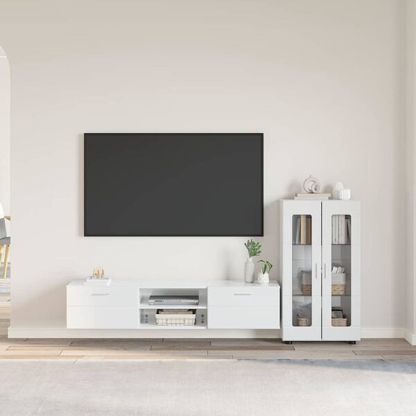 vidaXL TV Cabinet Set FLORIN High Gloss White Engineered Wood