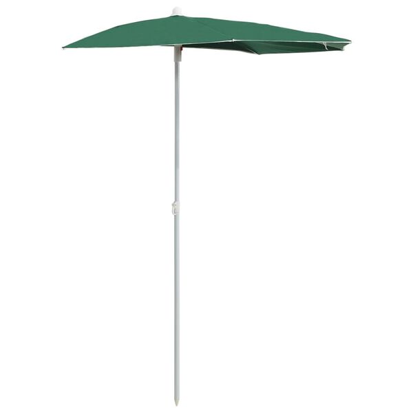 vidaXL Garden Half Parasol with Pole 180x90 cm Green