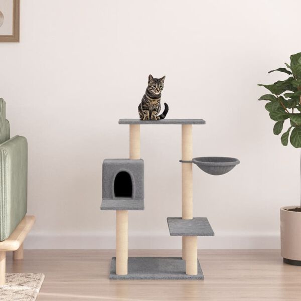 vidaXL Cat Tree with Sisal Scratching Posts Light Grey 82.5 cm