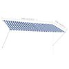 vidaXL Retractable Awning 300x150 cm Blue and White