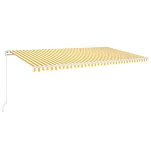 vidaXL Manual Retractable Awning with LED 600x350 cm Yellow and White (313208+313180)