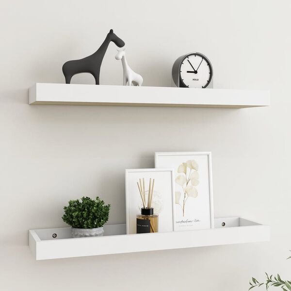 vidaXL Loggia Wall Shelves 2 pcs Oak and White 60x15x4 cm MDF