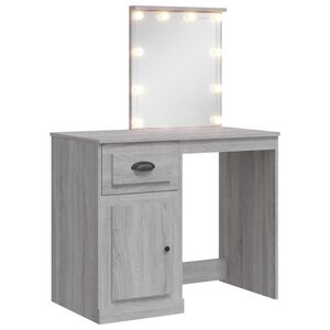 vidaXL Dressing Table with LED Lights Grey Sonoma 90x42x132.5 cm