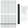 vidaXL Fence with Posts Green 1.5 x 25 m Steel