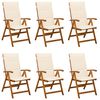 vidaXL Reclining Garden Chairs 6 pcs Natural Solid Acacia Wood