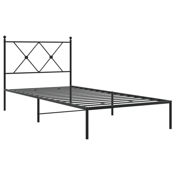vidaXL Metal Bed Frame without Mattress with Headboard Black 90x190cm