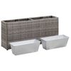 vidaXL Garden Raised Bed with 2 Pots 90x20x40 cm Poly Rattan Grey