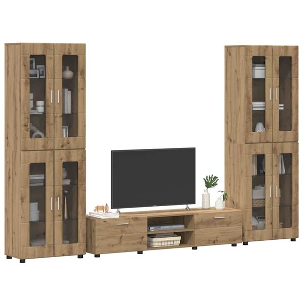vidaXL TV Cabinet Set with Drawer Artisan Oak Engineered Wood