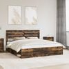 vidaXL Bed Frame Smoked Oak 200 x 200 cm Solid Pine Wood