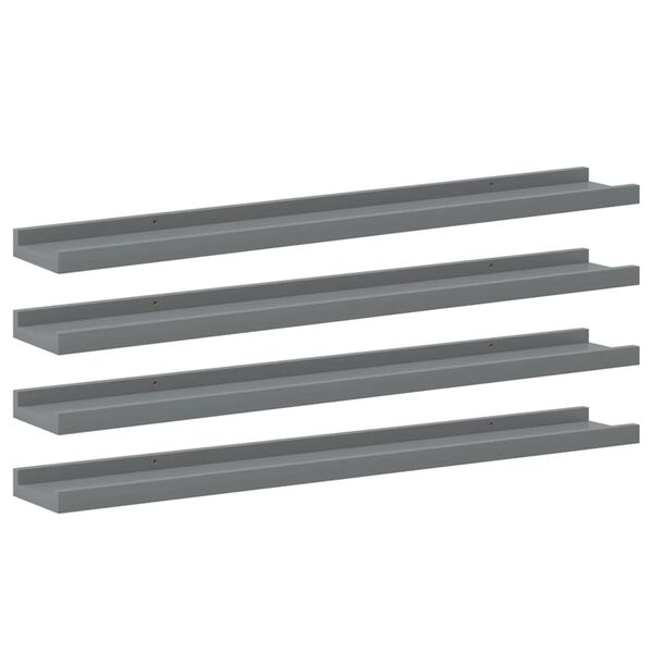 vidaXL Wall Shelves 4 pcs Grey 80x9x3 cm