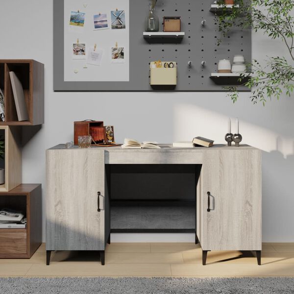vidaXL Desk Grey Sonoma 140x50x75 cm Engineered Wood