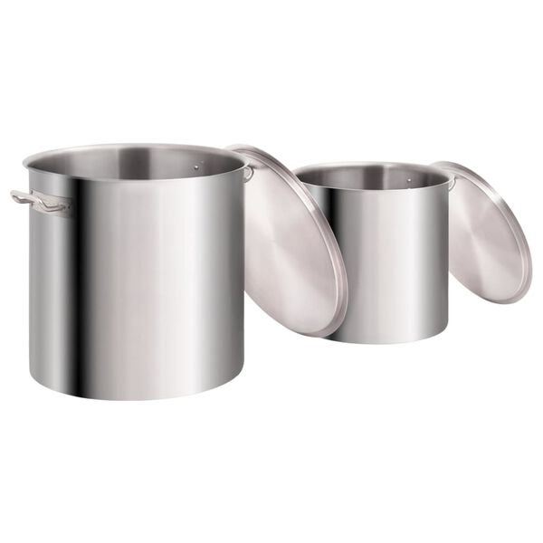 vidaXL 2 Piece Stock Pot Set 98/50 L Stainless Steel