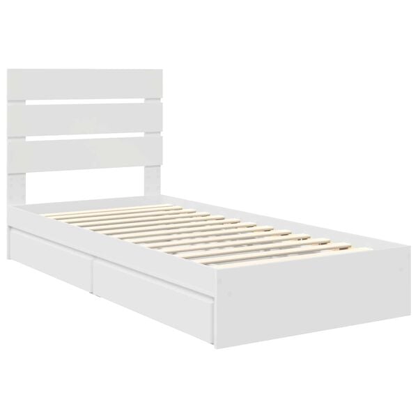 vidaXL Storage Bed with Headboard White 90 x 200 cm Engineered Wood