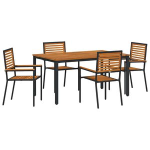 vidaXL Garden Dining Set 5 pcs Black Poly Rattan