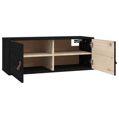 vidaXL Wall Cabinet Black 80x30x30 cm Solid Wood Pine