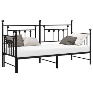vidaXL Daybed Frame with Headboard Black 75 x 190 cm Steel