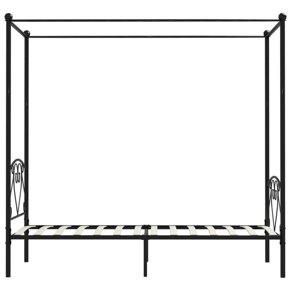 vidaXL Canopy Bed Frame without Mattress Black Metal 90x200 cm