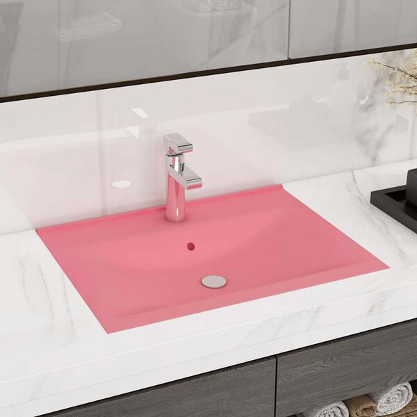 vidaXL Luxury Basin with Faucet Hole Matt Pink 60x46 cm Ceramic