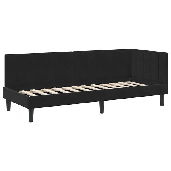 vidaXL Corner Bed Frame with Headboard Black 80 cm x 200 cm Velvet