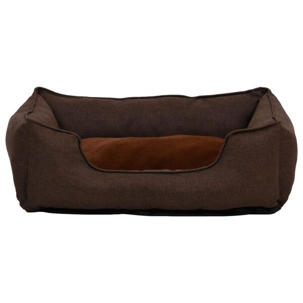 vidaXL Dog Bed Brown 110.5x80.5x26 cm Linen Look Fleece