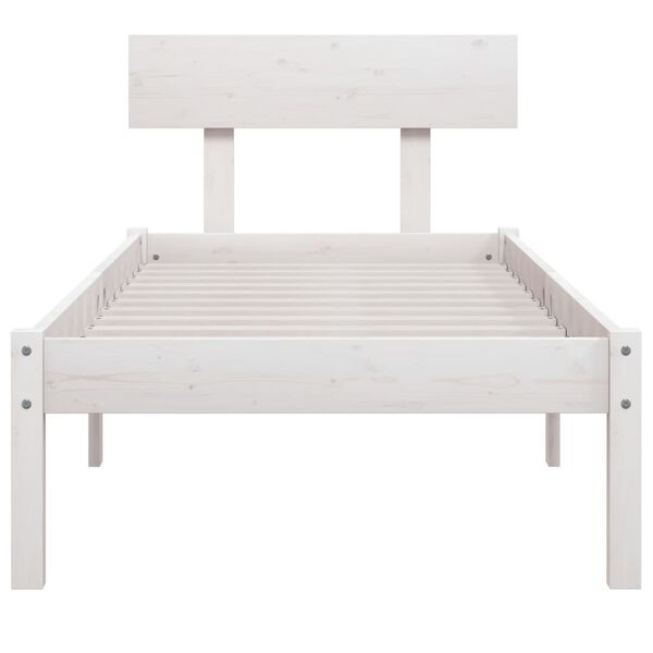 vidaXL Bed Frame without Mattress White Solid Wood Pine Single